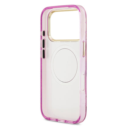 iPhone 17 Pro Max Kılıf Guess Orjinal Lisanslı M-safe Şarj Özellikli Simli Çiçek Desenli Metal Kamera Çerçeveli Üçgen Logolu Kapak