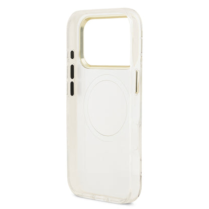 iPhone 17 Pro Max Kılıf Guess Orjinal Lisanslı M-safe Şarj Özellikli Simli Çiçek Desenli Metal Kamera Çerçeveli Üçgen Logolu Kapak