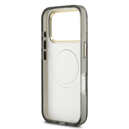 iPhone 17 Pro Max Kılıf Guess Orjinal Lisanslı M-safe Şarj Özellikli Simli Çiçek Desenli Metal Kamera Çerçeveli Üçgen Logolu Kapak