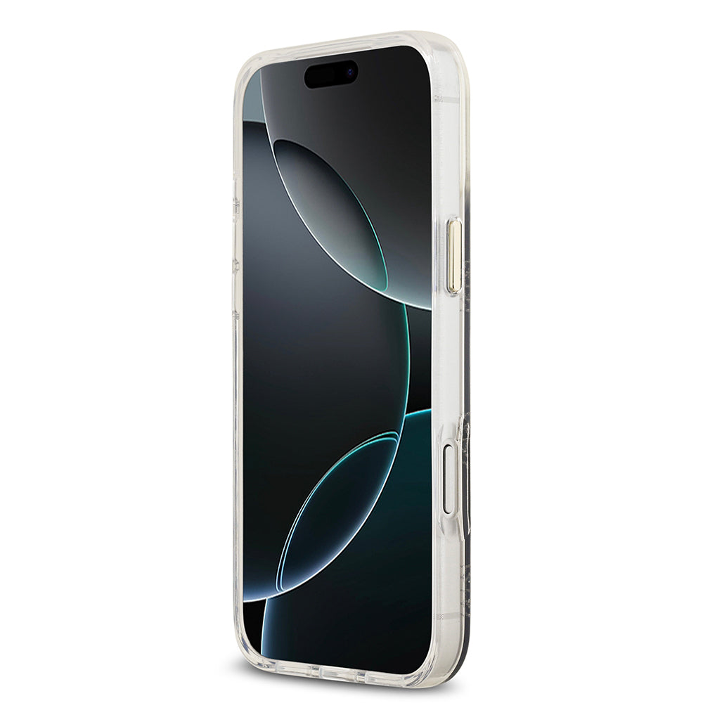 iPhone 17 Pro Max Kılıf Guess Orjinal Lisanslı M-safe Şarj Özellikli Simli Peony Desenli Silikon Kapak