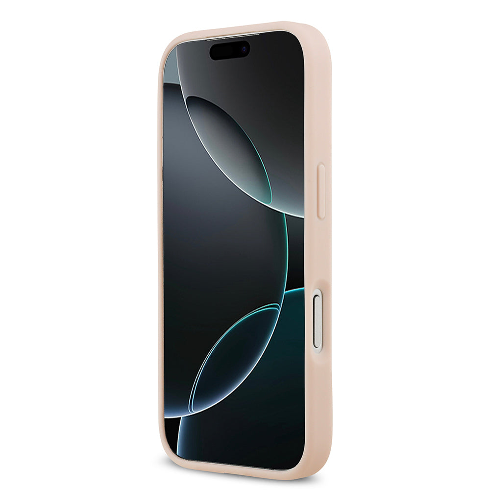 iPhone 17 Pro Max Kılıf Guess Orjinal Lisanslı M-safe Şarj Özellikli Taneli Çiçek Tasarımlı Metal Yazı Logolu Kapak