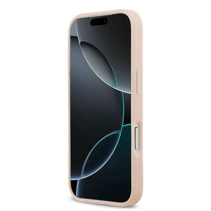 iPhone 17 Pro Max Kılıf Guess Orjinal Lisanslı M-safe Şarj Özellikli Taneli Çiçek Tasarımlı Metal Yazı Logolu Kapak