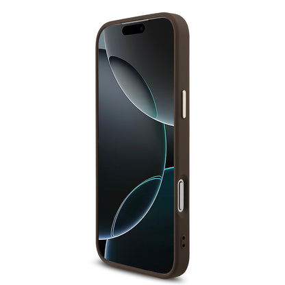 iPhone 17 Pro Max Kılıf Guess Orjinal Lisanslı M-safe Şarj Özellikli Taşlı Üçgen Logo 4G Desenli Kapak