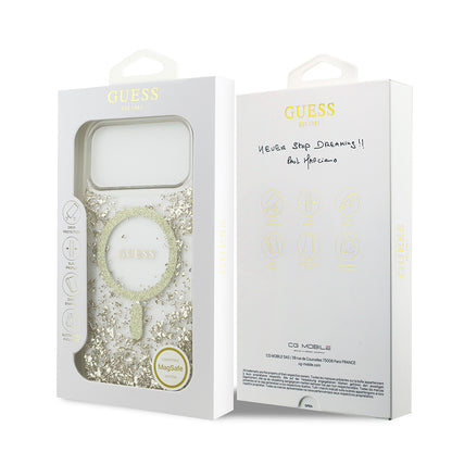 iPhone 17 Pro Max Kılıf Guess Orjinal Lisanslı M-safe Şarj Özellikli Transparan Resin Bottom Kapak