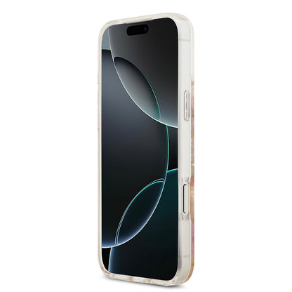 iPhone 17 Pro Max Kılıf Guess Orjinal Lisanslı M-safe Şarj Özellikli Transparan Resin Flowers Kapak