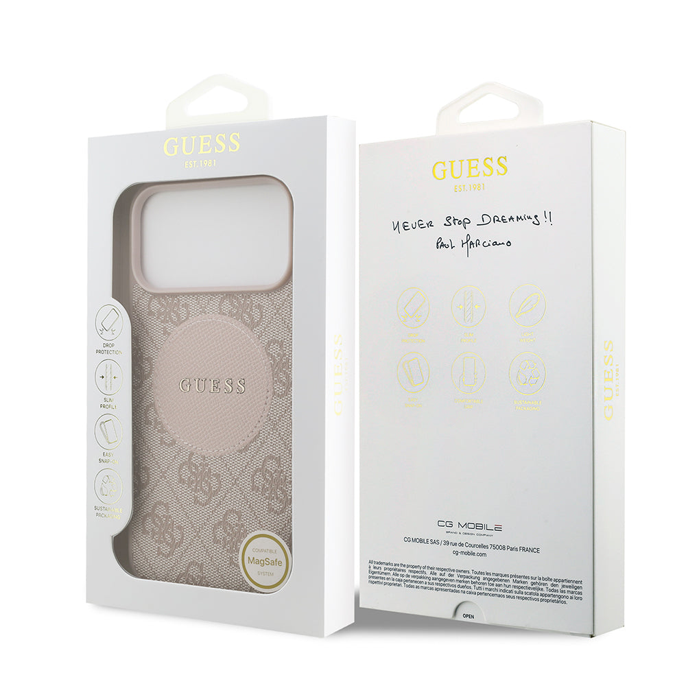 iPhone 17 Pro Max Kılıf Guess Orjinal Lisanslı M-safe Şarj Özellikli Yazı Logolu Circle Classic Kapak