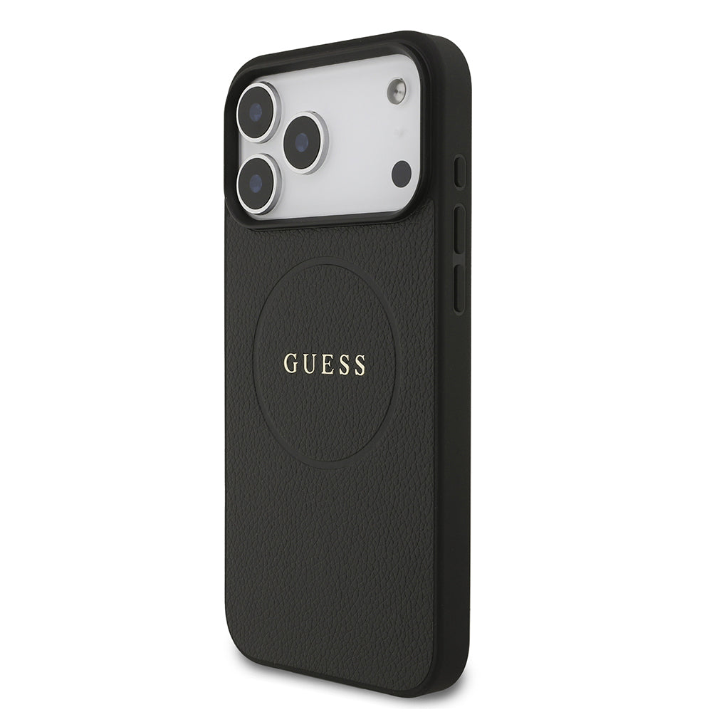 iPhone 17 Pro Max Kılıf Guess Orjinal Lisanslı M-safe Şarj Özellikli Yazı Logolu PU Deri Kapak