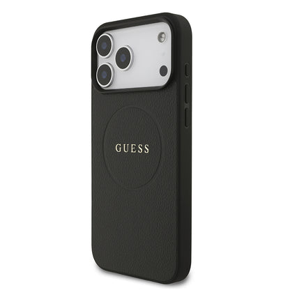 iPhone 17 Pro Max Kılıf Guess Orjinal Lisanslı M-safe Şarj Özellikli Yazı Logolu PU Deri Kapak