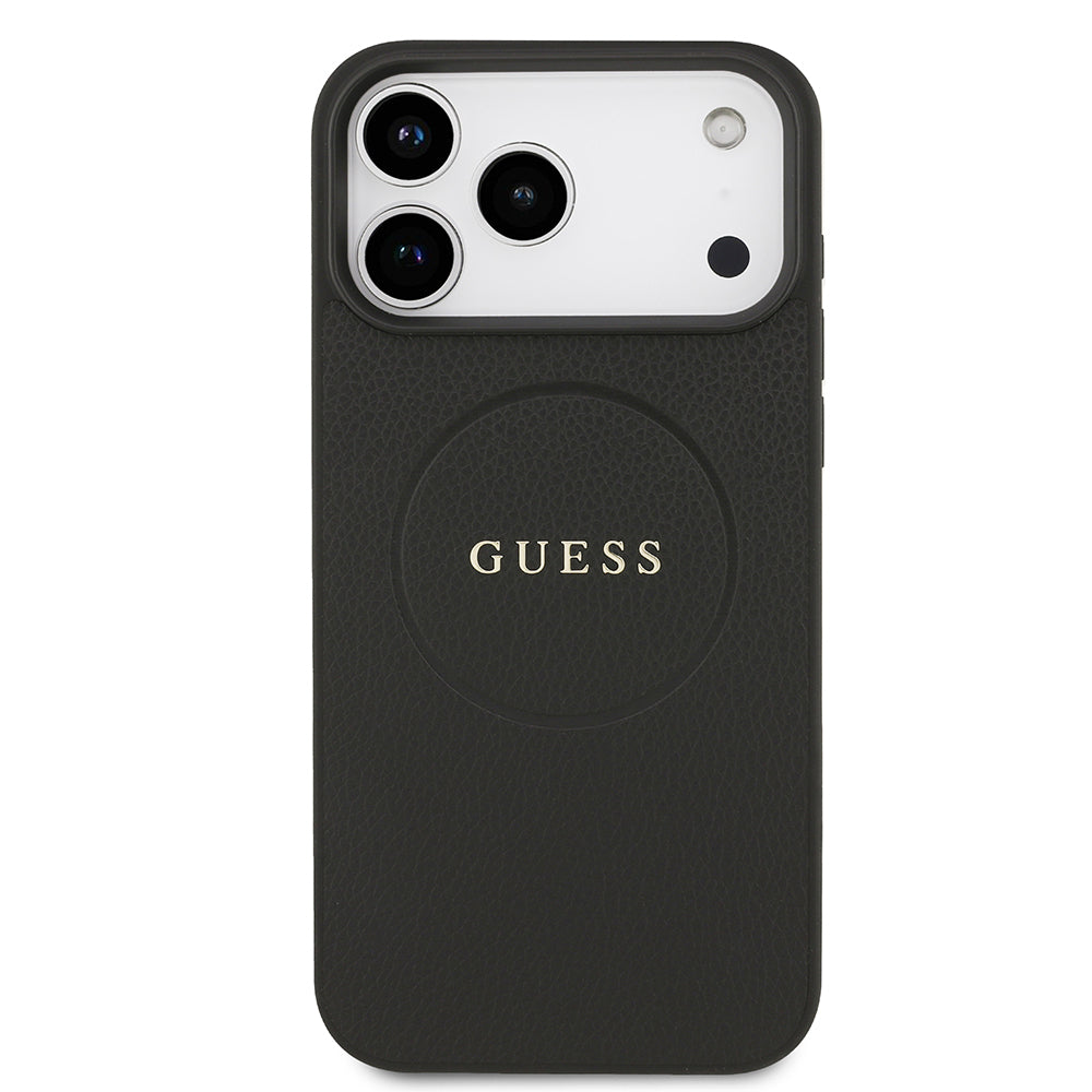 iPhone 17 Pro Max Kılıf Guess Orjinal Lisanslı M-safe Şarj Özellikli Yazı Logolu PU Deri Kapak