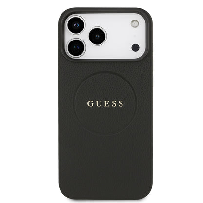 iPhone 17 Pro Max Kılıf Guess Orjinal Lisanslı M-safe Şarj Özellikli Yazı Logolu PU Deri Kapak