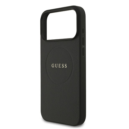 iPhone 17 Pro Max Kılıf Guess Orjinal Lisanslı M-safe Şarj Özellikli Yazı Logolu PU Deri Kapak
