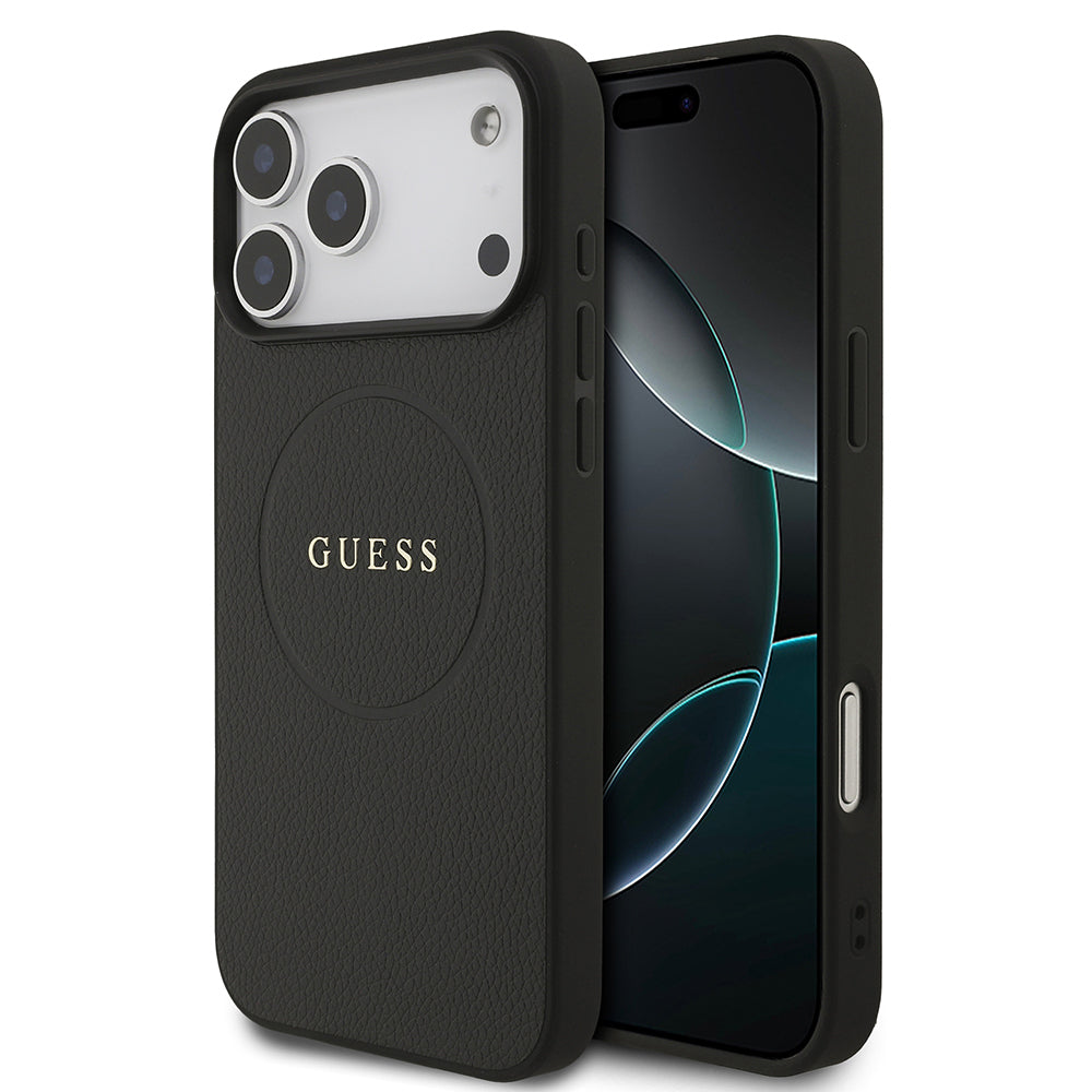 iPhone 17 Pro Max Kılıf Guess Orjinal Lisanslı M-safe Şarj Özellikli Yazı Logolu PU Deri Kapak