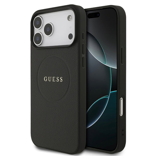 iPhone 17 Pro Max Kılıf Guess Orjinal Lisanslı M-safe Şarj Özellikli Yazı Logolu PU Deri Kapak
