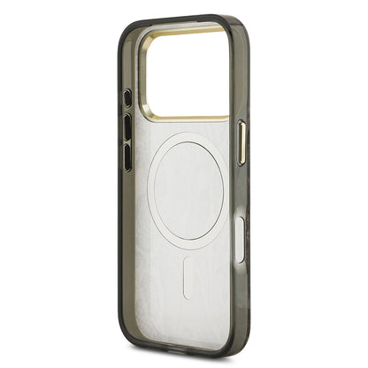 iPhone 17 Pro Max Kılıf Guess Orjinal Lisanslı M-safe Şarj Özellikli Yazı Logolu Python Desenli Kapak