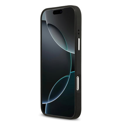 iPhone 17 Pro Max Kılıf Guess Orjinal Lisanslı Metal Kamera Çerçeveli Metal Büyük 4G ve Yazı Logolu PU Deri Kapak