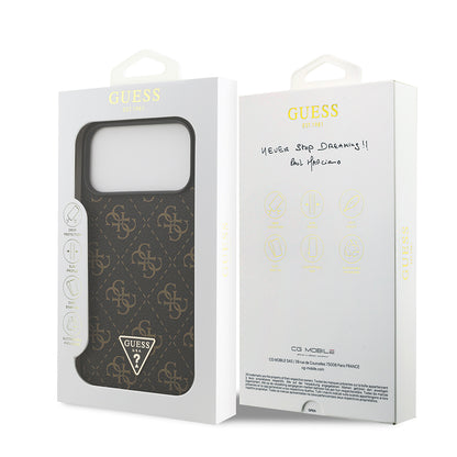 iPhone 17 Pro Max Kılıf Guess Orjinal Lisanslı PU Deri 4G Desenli Üçgen Logolu Kapak
