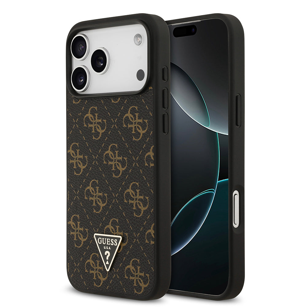 iPhone 17 Pro Max Kılıf Guess Orjinal Lisanslı PU Deri 4G Desenli Üçgen Logolu Kapak