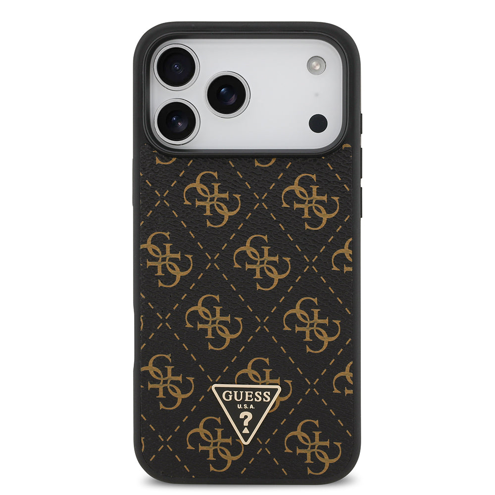 iPhone 17 Pro Max Kılıf Guess Orjinal Lisanslı PU Deri 4G Desenli Üçgen Logolu Kapak