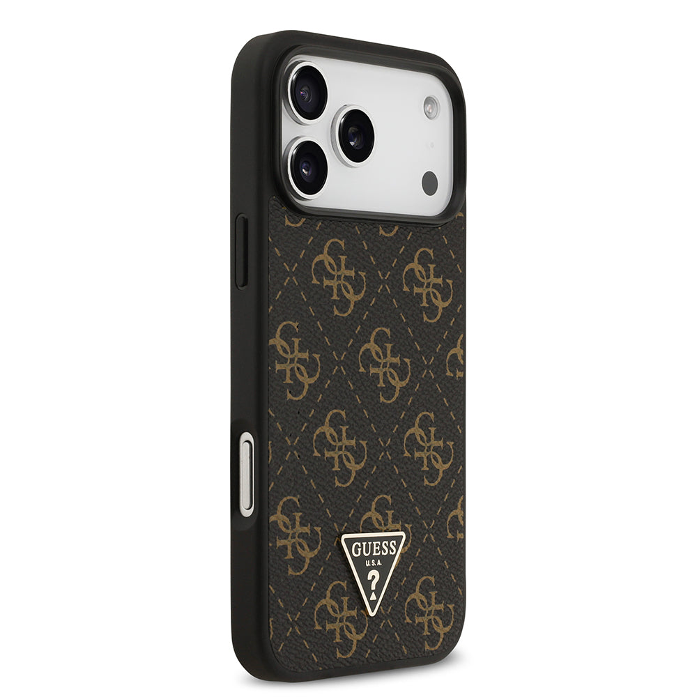 iPhone 17 Pro Max Kılıf Guess Orjinal Lisanslı PU Deri 4G Desenli Üçgen Logolu Kapak