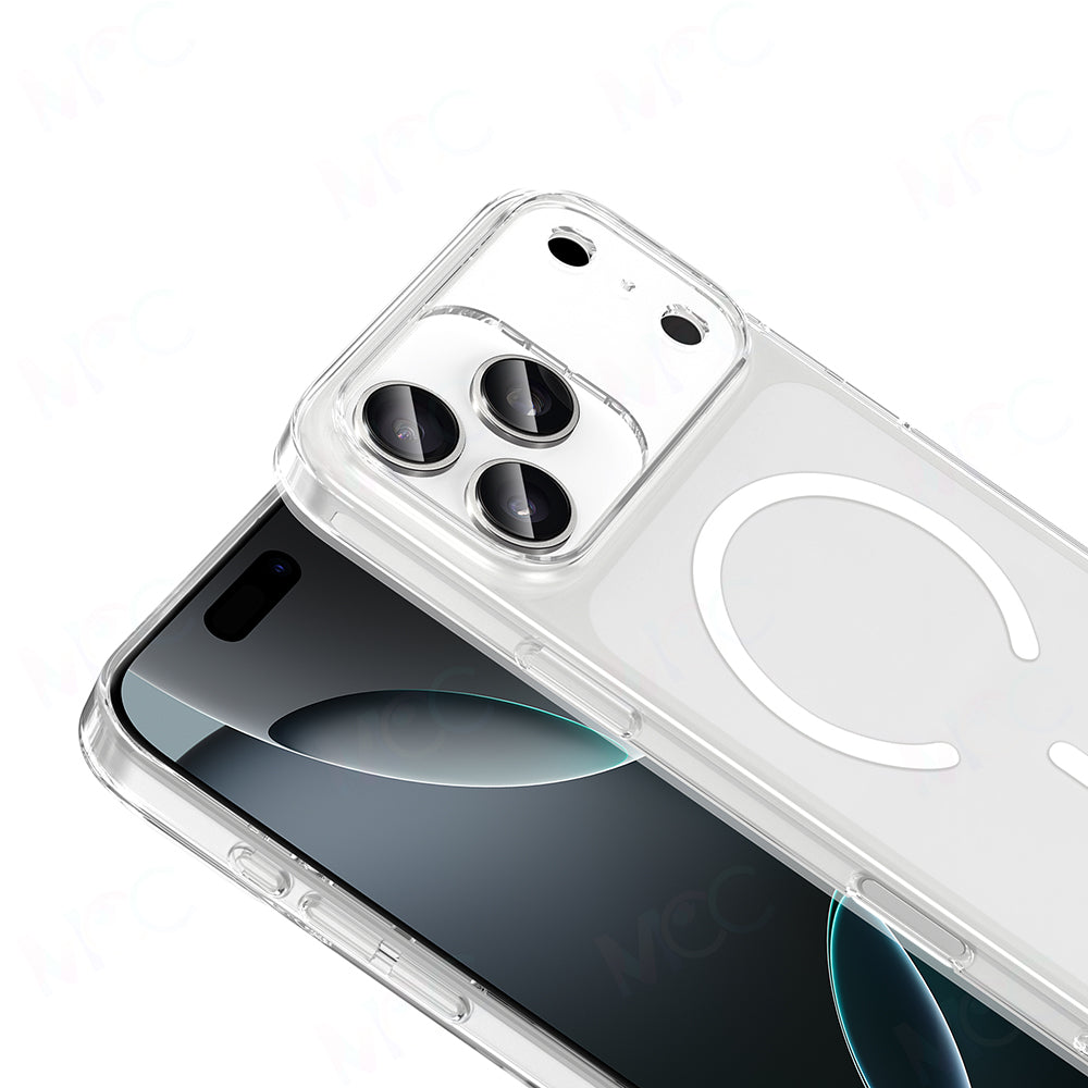 Apple iPhone 17 Pro Max Kılıf IC Çipli M-Safe Şarj Özellikli Şeffaf Kamera Çerçeveli Zore Toledo Kapak