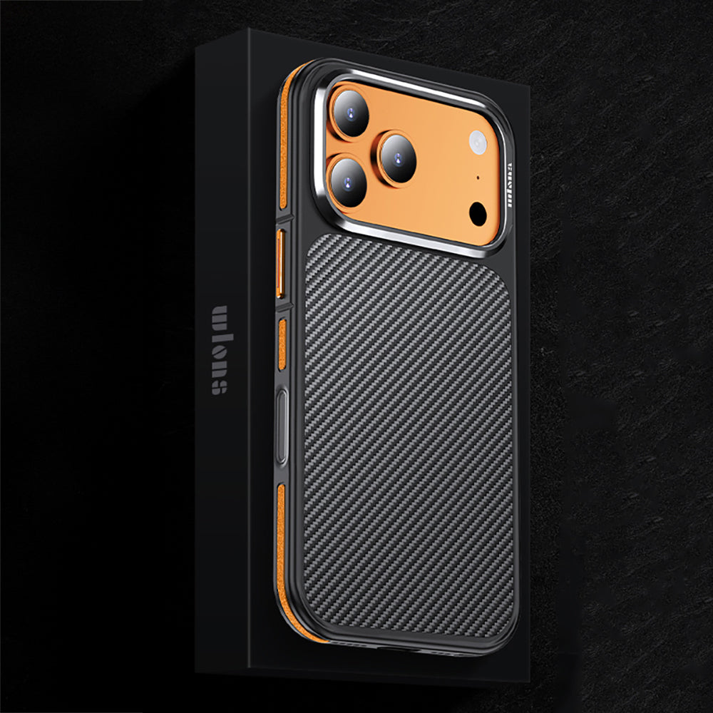 iPhone 17 Pro Max Kılıf Karbon Fiber Görünümlü Wlons Marin Kapak