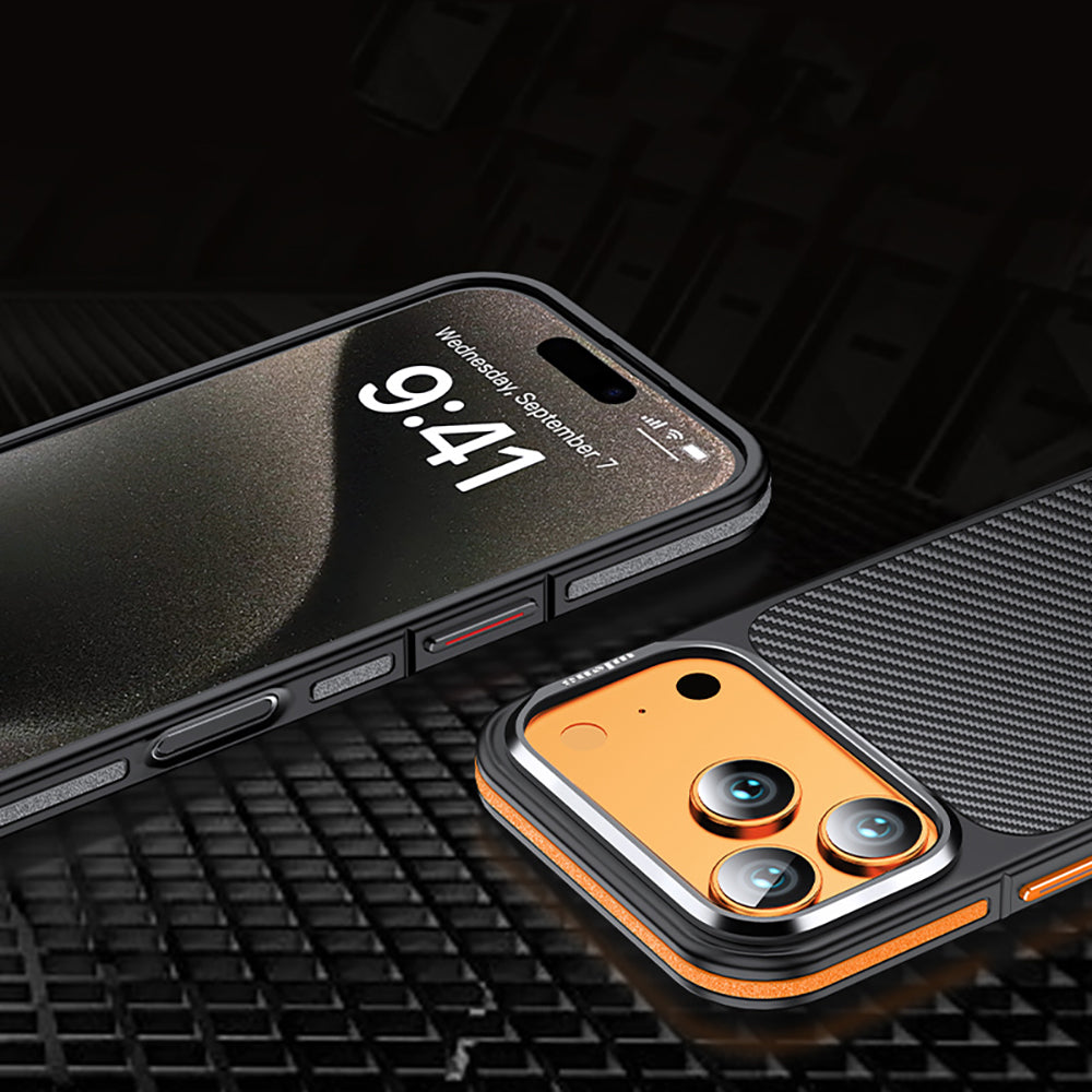 iPhone 17 Pro Max Kılıf Karbon Fiber Görünümlü Wlons Marin Kapak