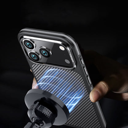 iPhone 17 Pro Max Kılıf Karbon Fiber Görünümlü Wlons Marin Kapak
