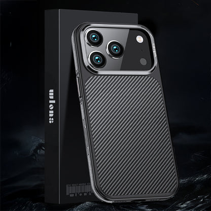 iPhone 17 Pro Max Kılıf Karbon Fiber Görünümlü Wlons Marin Kapak