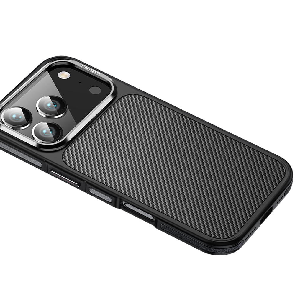 iPhone 17 Pro Max Kılıf Karbon Fiber Görünümlü Wlons Marin Kapak