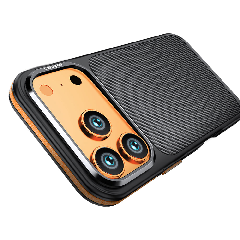 iPhone 17 Pro Max Kılıf Karbon Fiber Görünümlü Wlons Marin Kapak