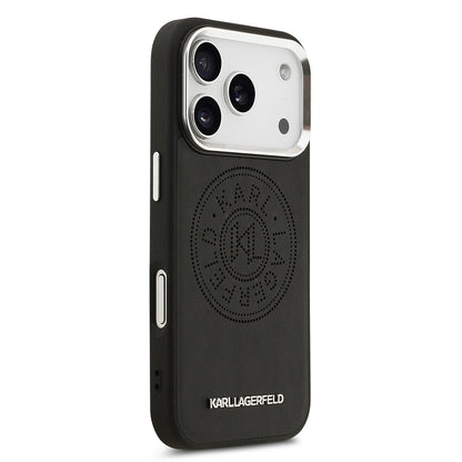 iPhone 17 Pro Max Kılıf Karl Lagerfeld Orjinal Lisanslı M-safe Şarj Özellikli Delikli Tasarım Metal Logolu PU Deri Kapak