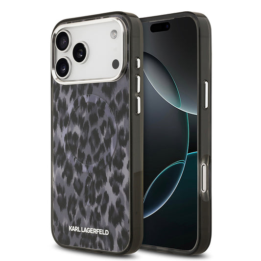 iPhone 17 Pro Max Kılıf Karl Lagerfeld Orjinal Lisanslı M-safe Şarj Özellikli IML Leopar Baskılı Kapak