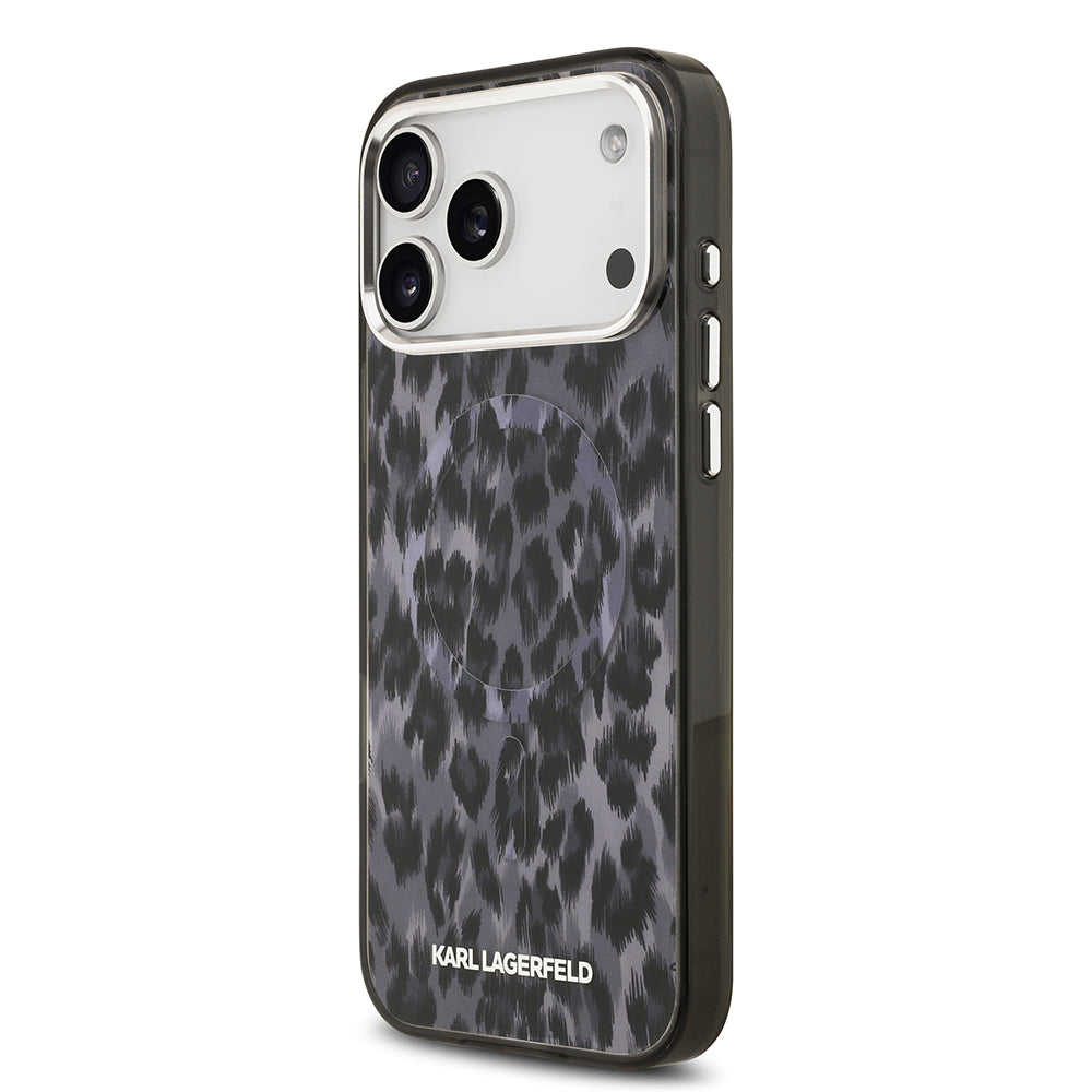 iPhone 17 Pro Max Kılıf Karl Lagerfeld Orjinal Lisanslı M-safe Şarj Özellikli IML Leopar Baskılı Kapak