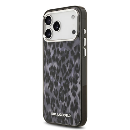 iPhone 17 Pro Max Kılıf Karl Lagerfeld Orjinal Lisanslı M-safe Şarj Özellikli IML Leopar Baskılı Kapak