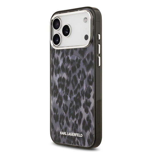 iPhone 17 Pro Max Kılıf Karl Lagerfeld Orjinal Lisanslı M-safe Şarj Özellikli IML Leopar Baskılı Kapak