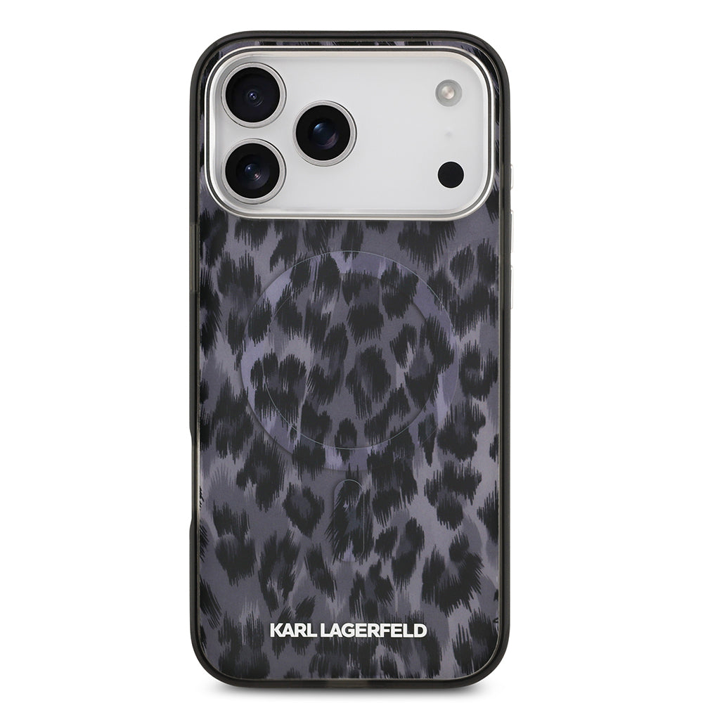 iPhone 17 Pro Max Kılıf Karl Lagerfeld Orjinal Lisanslı M-safe Şarj Özellikli IML Leopar Baskılı Kapak