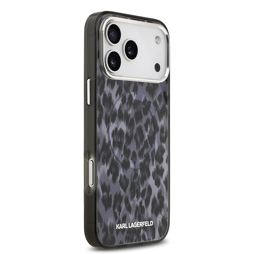 iPhone 17 Pro Max Kılıf Karl Lagerfeld Orjinal Lisanslı M-safe Şarj Özellikli IML Leopar Baskılı Kapak