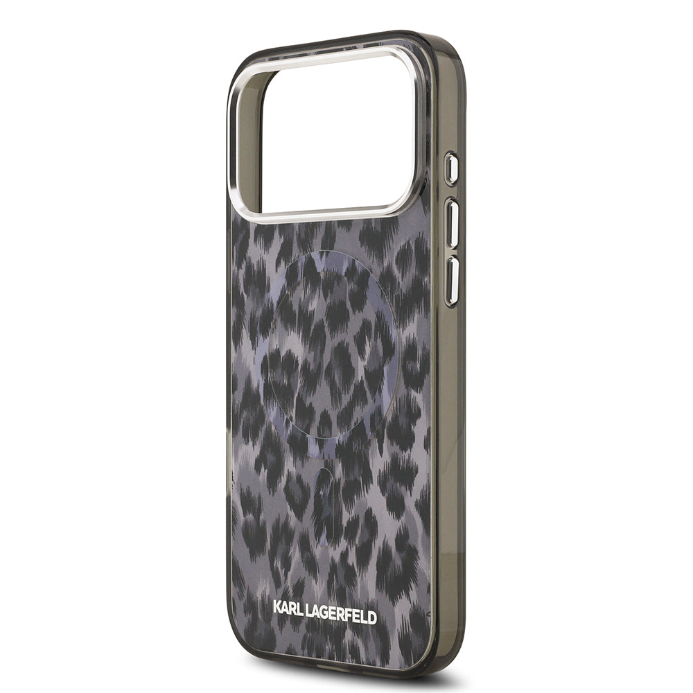 iPhone 17 Pro Max Kılıf Karl Lagerfeld Orjinal Lisanslı M-safe Şarj Özellikli IML Leopar Baskılı Kapak