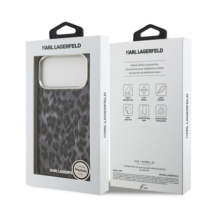 iPhone 17 Pro Max Kılıf Karl Lagerfeld Orjinal Lisanslı M-safe Şarj Özellikli IML Leopar Baskılı Kapak