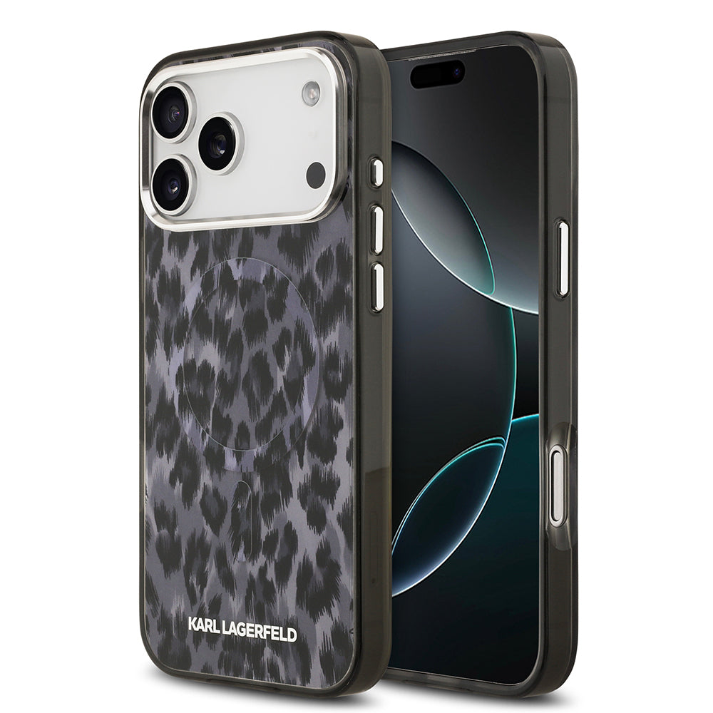 iPhone 17 Pro Max Kılıf Karl Lagerfeld Orjinal Lisanslı M-safe Şarj Özellikli IML Leopar Baskılı Kapak