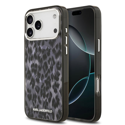 iPhone 17 Pro Max Kılıf Karl Lagerfeld Orjinal Lisanslı M-safe Şarj Özellikli IML Leopar Baskılı Kapak
