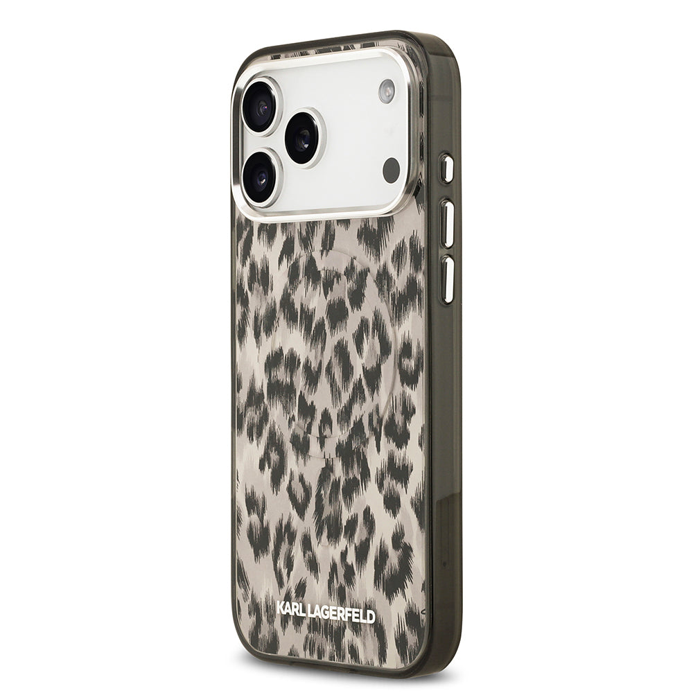 iPhone 17 Pro Max Kılıf Karl Lagerfeld Orjinal Lisanslı M-safe Şarj Özellikli IML Leopar Baskılı Kapak