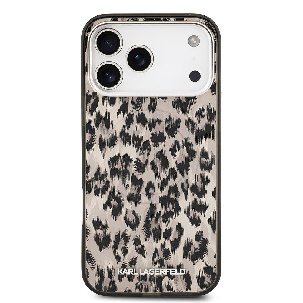 iPhone 17 Pro Max Kılıf Karl Lagerfeld Orjinal Lisanslı M-safe Şarj Özellikli IML Leopar Baskılı Kapak