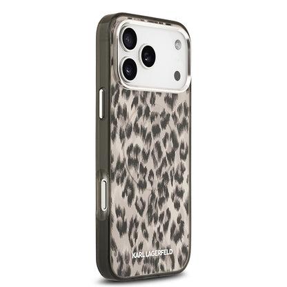 iPhone 17 Pro Max Kılıf Karl Lagerfeld Orjinal Lisanslı M-safe Şarj Özellikli IML Leopar Baskılı Kapak