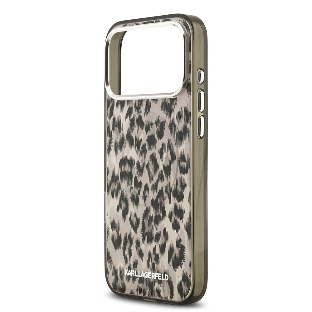 iPhone 17 Pro Max Kılıf Karl Lagerfeld Orjinal Lisanslı M-safe Şarj Özellikli IML Leopar Baskılı Kapak