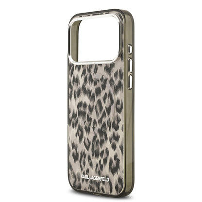 iPhone 17 Pro Max Kılıf Karl Lagerfeld Orjinal Lisanslı M-safe Şarj Özellikli IML Leopar Baskılı Kapak
