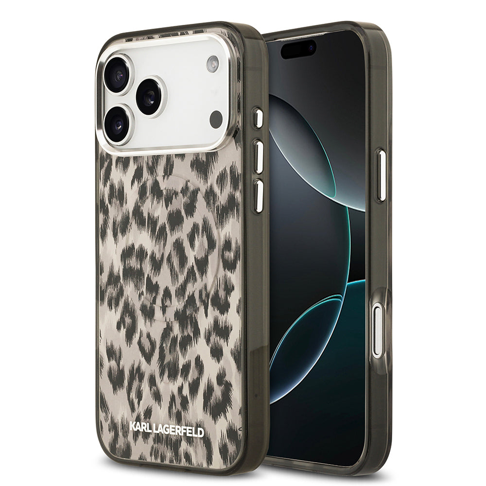 iPhone 17 Pro Max Kılıf Karl Lagerfeld Orjinal Lisanslı M-safe Şarj Özellikli IML Leopar Baskılı Kapak
