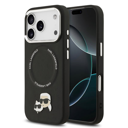 iPhone 17 Pro Max Kılıf Karl Lagerfeld Orjinal Lisanslı M-safe Şarj Özellikli Metal Kamera ve Buton Tasarımlı K&C PU Deri Kapak
