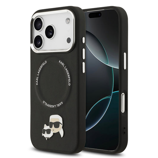 iPhone 17 Pro Max Kılıf Karl Lagerfeld Orjinal Lisanslı M-safe Şarj Özellikli Metal Kamera ve Buton Tasarımlı K&C PU Deri Kapak