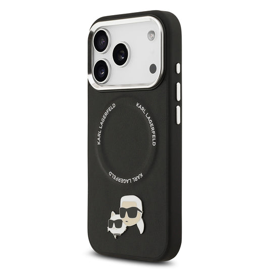 iPhone 17 Pro Max Kılıf Karl Lagerfeld Orjinal Lisanslı M-safe Şarj Özellikli Metal Kamera ve Buton Tasarımlı K&C PU Deri Kapak